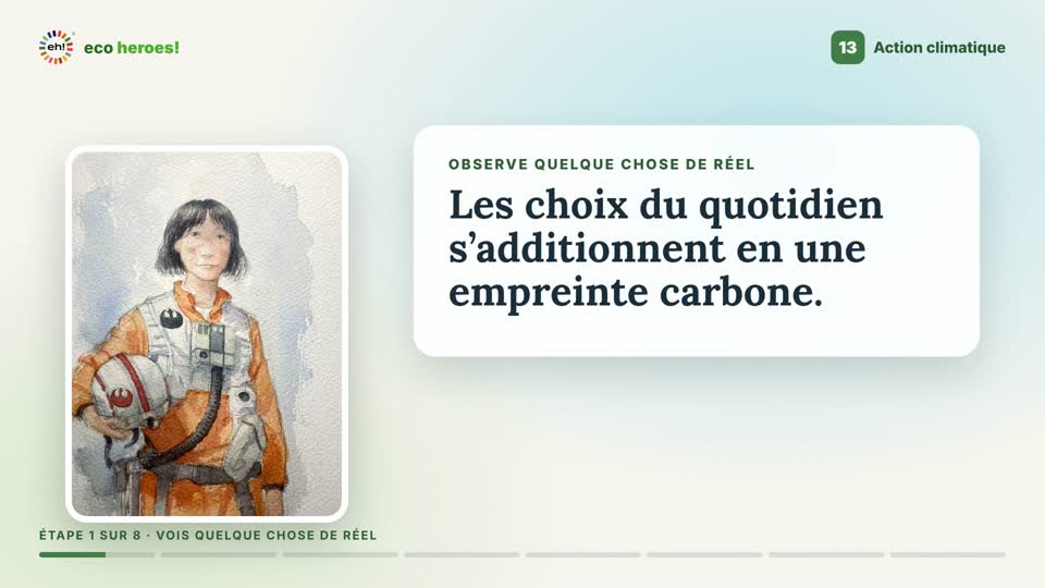 Image de la vidéo-mission de l'Objectif 13 : Abril à côté des mots « Observe quelque chose de réel »